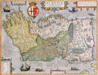 Map of Ireland (hand coloured engraving) | Obraz na stenu