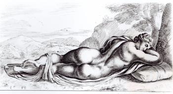 Hermaphrodite in the Borghese Gardens, c.1653 (etching) (b/w photo) | Obraz na stenu