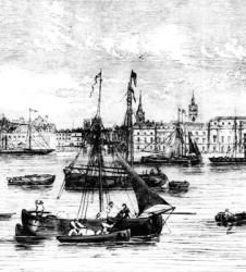 Wharfs on the River Thames, Nicholson's Wharf to Customs House (engraving) | Obraz na stenu