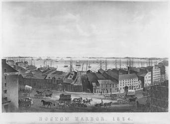 Boston Harbour, 1854 (litho) (b/w photo) | Obraz na stenu