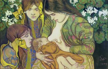 Motherhood, 1905 (pastel on paper) | Obraz na stenu