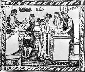 Florentine bank, 1490 (woodcut) | Obraz na stenu