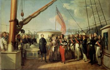 Meeting between Louis-Philippe I (1773-1850) and Queen Victoria (1819-1901) at Le Treport, 2nd September 1843, 1844 (oil on canvas) | Obraz na stenu