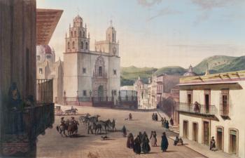 Plaza Mayor de Guonajuato (coloured engraving) | Obraz na stenu