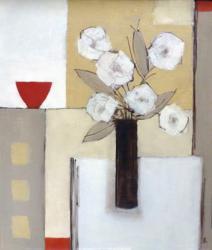 Red Bowl, White Flowers | Obraz na stenu