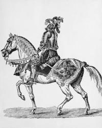 Knight on Horseback in Gala Attire of the 1400s (engraving) | Obraz na stenu