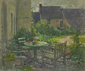 Courtyard Drinks, Champfreau (oil on canvas) | Obraz na stenu