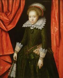 Portrait of a girl of the de Ligne family, 1616 (oil on canvas) (one of a pair) (see also 142776) | Obraz na stenu