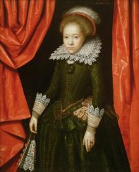 Portrait of a girl of the de Ligne family, 1616 (oil on canvas) (one of a pair) (see also 142776) | Obraz na stenu