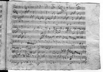Trio in G major for violin, harpsichord and violoncello (K 496) 1786 (19th page) (pen & ink on paper) (b/w photo) | Obraz na stenu