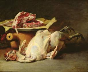Still Life of a Chicken and Cutlets, 1876 (oil on canvas) | Obraz na stenu