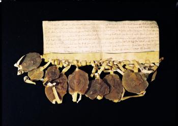 Letter from the prelates and barons of the king promising Louis VIII (1187-1226) that they will recognise his son, Louis of France, as king after his death, 3rd November 1226 | Obraz na stenu
