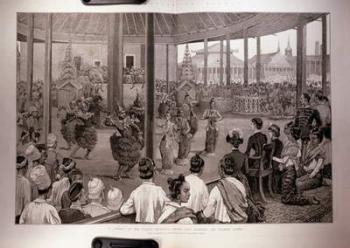 The British in Burmah: A Pooay at the Palace, Mandalay, Before Lady Dufferin and Burmese Ladies, from 'The Illustrated London News', 17th April 1886 (engraving) | Obraz na stenu