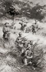 The Rough Riders, members of 1st United States Volunteer Cavalry, at The Battle of Las Guasimas, Cuba, June 24, 1898, the first land engagement of the SpanishAmerican War. From The History of Our Country, published 1900 | Obraz na stenu