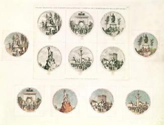 The six stations of the Festival of Unity and Indivisibility of the Republic, 10th August, 1793 (engraving) | Obraz na stenu