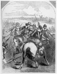 Cromwell Suppressing the Mutiny (engraving) (b/w photo) | Obraz na stenu