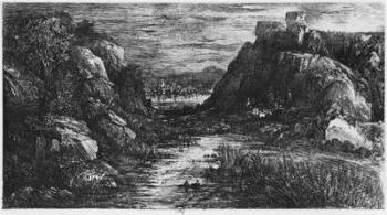 Landscape behind the defile, 1871 (etching) | Obraz na stenu