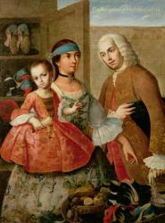 A Spaniard and his Mexican Indian Wife and their Child, from a series on mixed race marriages in Mexico (oil on canvas) | Obraz na stenu