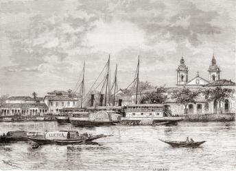 The port of Manaus, Amazonas State, Northern Brazil (engraving) | Obraz na stenu