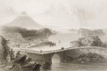 Pontoon Bridge at Lough Conn, County Mayo, Ireland, from 'Scenery and Antiquities of Ireland' by George Virtue, 1860s (engraving) | Obraz na stenu