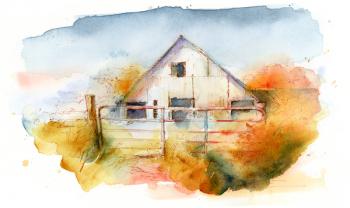 Barn in Pleasant Hill 2, 2016, (watercolor) | Obraz na stenu