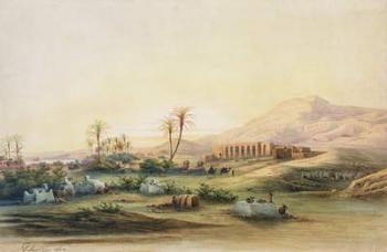 Valley of the Nile with the Ruins of the Temple of Seti I, 1844 (pencil & w/c on paper) | Obraz na stenu
