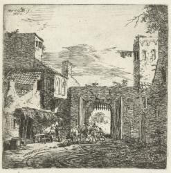 Inn at city gate, 1653 (etching) | Obraz na stenu