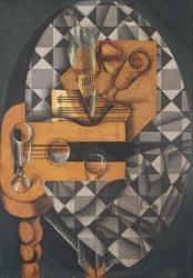 Guitar, Bottle, and Glass, 1914 (pasted papers, gouache & crayon on canvas) | Obraz na stenu