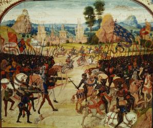 Fr 2643 f.207 Battle of Poitiers, 1356, from Froissart's Chronicle (vellum) | Obraz na stenu