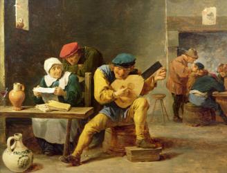 Peasants Making Music in an Inn, c.1635 (oil on oak) | Obraz na stenu