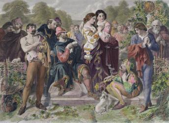 Orlando and the Wrestler, from 'As You Like It' by William Shakespeare, engraved Charles W. Sharpe (coloured engraving) | Obraz na stenu