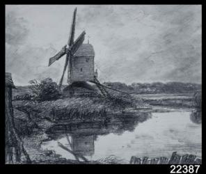 A mill on the banks of the River Stour (charcoal on paper) | Obraz na stenu