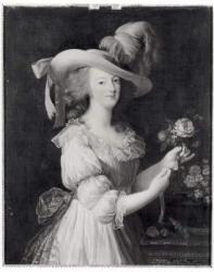 Copy of a Portrait of Marie-Antoinette (1755-93) after 1783 (oil on canvas) (b/w photo) | Obraz na stenu
