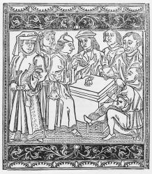 Merchants and Moneylenders (woodcut) (b/w photo) | Obraz na stenu