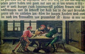 A School Teacher Explaining the Meaning of a Letter to Illiterate Workers, 1516 (tempera on panel) | Obraz na stenu
