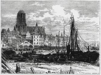 View of Frankfort-on-the-Main with the White Ladies Church in the background, engraved by Cutts and Harrison (engraving) (b/w photo) | Obraz na stenu