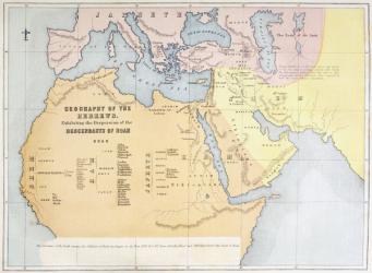 Map showing the geography of the Hebrews and exhibiting the dispersion of the descendents of Noah (colour litho) | Obraz na stenu