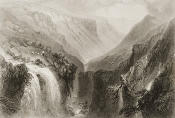 Head of Glenmalure, County Wicklow, from 'Scenery and Antiquities of Ireland' by George Virtue, 1860s (engraving) | Obraz na stenu