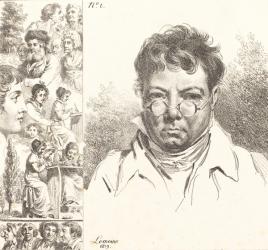 Self-Portrait and Other Heads, 1819 (lithograph) | Obraz na stenu