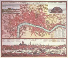 Map of London (colour engraving) | Obraz na stenu