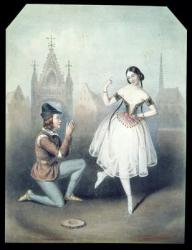 'La Esmeralda': Carlotta Grisi (1819-99) & Jules Perrot (1810-92)d(coloured litho) | Obraz na stenu