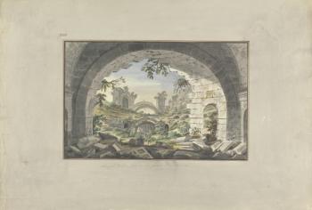 Ruins at Pergamon, probably of tthe Amphitheatre, c.1750 (w/c with pen & ink over graphite on paper) | Obraz na stenu