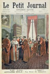 Title page depicting the Court of Cassation with Mr. Loew, Mr. Chambareaud and Mr. Manau, illustration from the illustrated supplement of Le Petit Journal, 17th April, 1898 (colour litho) | Obraz na stenu