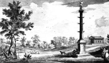 A View from Capt. Grenville's Monument to the Grecian Temple, Stowe House Gardens, engraved by George Bickham, 1753 (engraving) | Obraz na stenu