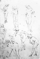 Figural Studies for the Adoration of the Magi, c.1481 (pen and ink on paper) | Obraz na stenu