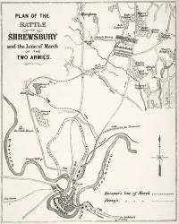 Plan of the Battle of Shrewsbury, July 21 1403, from 'The National and Domestic History of England' by William Hickman Smith Aubrey (1858-1916) published London, c.1890 (litho) | Obraz na stenu