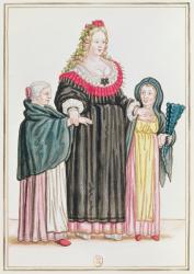 Venetian Courtesan (coloured engraving) | Obraz na stenu