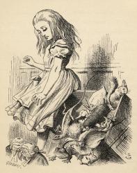 Giant Alice upsets the Jury Box, from 'Alice's Adventures in Wonderland' by Lewis Carroll, published 1891 (litho) | Obraz na stenu