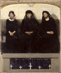Three Women Grieving for a Lost One, central panel of the triptych 'Remembering the Dead', c.1918 (oil) | Obraz na stenu