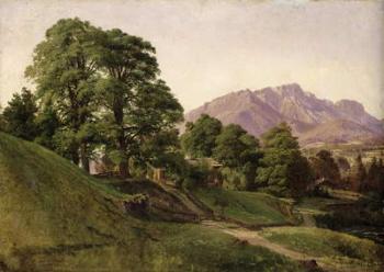 Landscape in Upper Bavaria, 1836 (oil on paper mounted on card) | Obraz na stenu